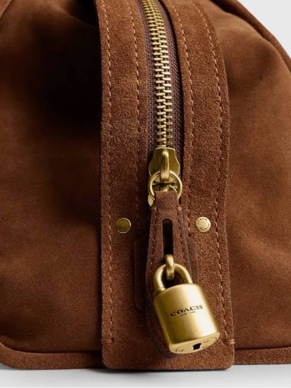 Coach Warm Brown Suede Rouge 40 with Gold Hardware NWT - Picture 5 of 10